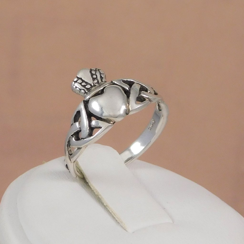 Irish Woven Trinity Claddagh Ring 925 Silver
